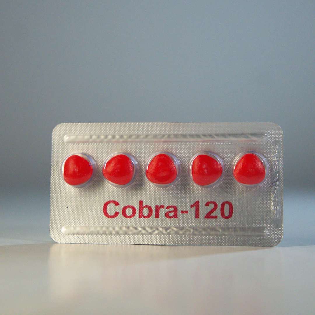 Cobra Sildenafil 120mg tabletták bliszter csomagolásban, piros színű tablettákkal